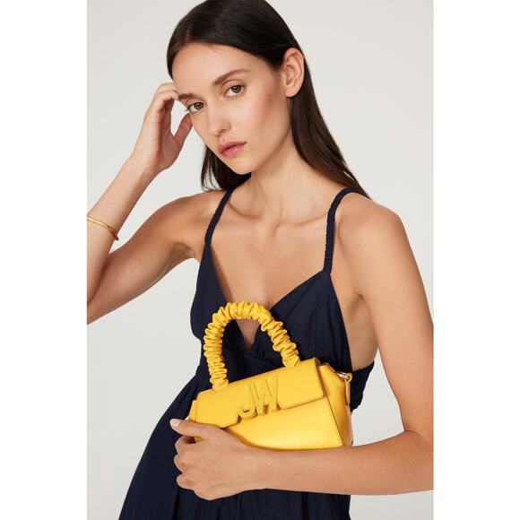 JASON WU Yellow Leather Adjustable Crossbody JW Logo Ruched Handle Rommy Bag - Picture 1 of 16